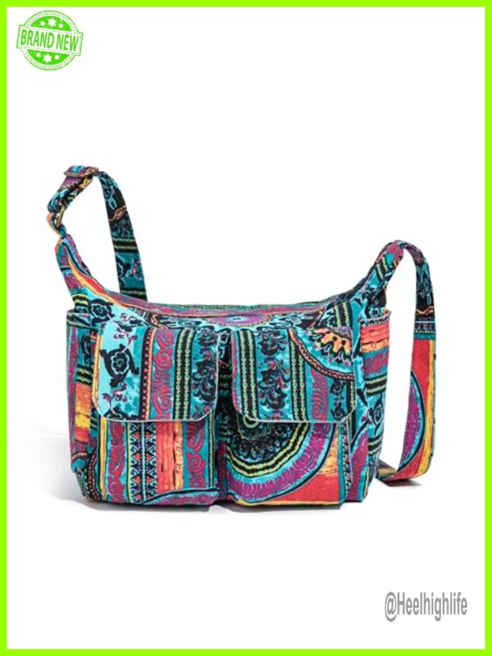 Retro Bohemian Canvas Hobo Shoulder Crossbody Bag with Multiple Pockets